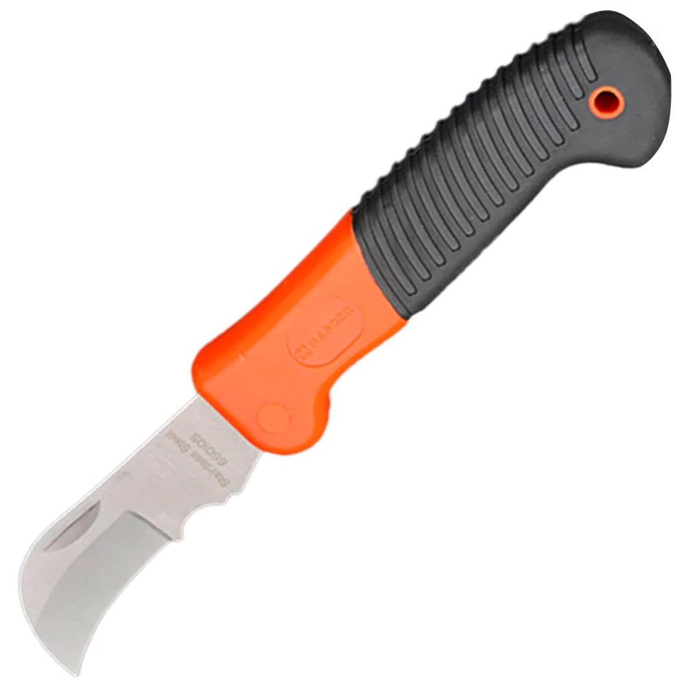 Canivete Multiuso Harden Curvo Aço Inox Cabo Emborrachado